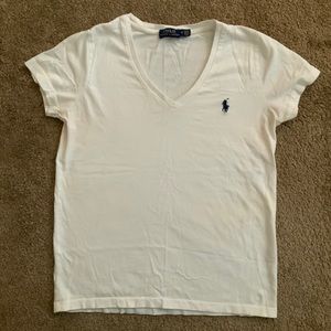 White Polo V-Neck T-Shirt